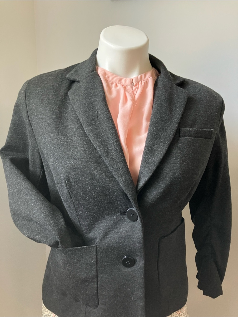 Women's Dark Gray Blazer Jacket - Classic Tailored Style
